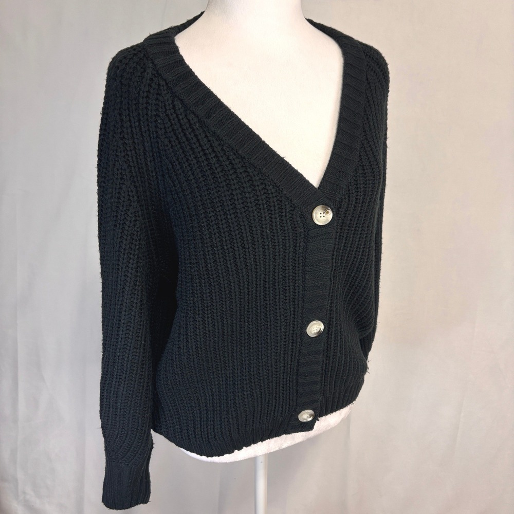 PRETTYGARDEN Cardigan Women Sz S Chunky Knit V-Neck Button Oversized Minimalist - Picture 2 of 10